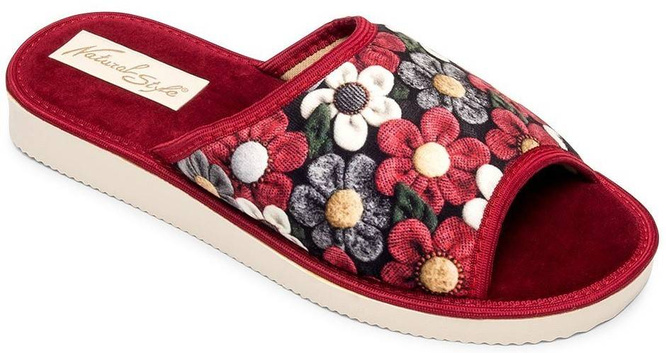 Pantofle damskie Meteor DV049 ULA granatowe i bordowe rozm.36-40