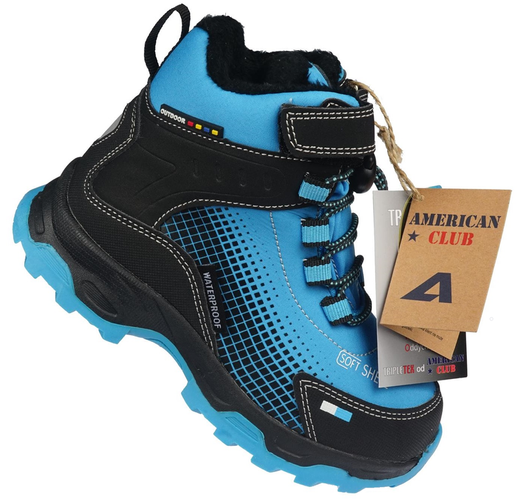 Children's winter shoes American Club BRL-91 blue and red, size 25-30