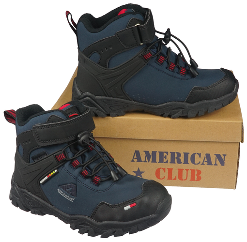 American Club CWT-65 children's winter shoes, black and navy blue, size 32-36