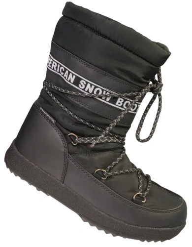American Club DSN-47 women's snow boots, black and white, sizes 36-41