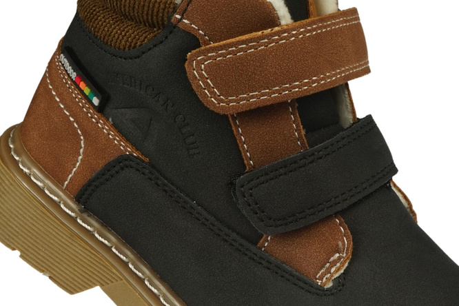 American Club BES-144 children's winter shoes, black and navy blue, sizes 25-29