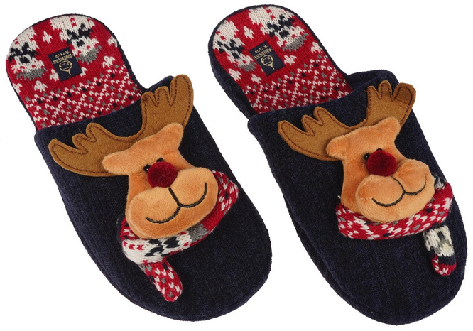 American Club DSL-11 women's textile slippers, green and navy blue, sizes 37-41