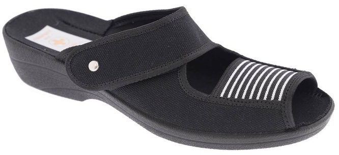 Women's textile slippers Skarbek D335, black, size 36-41