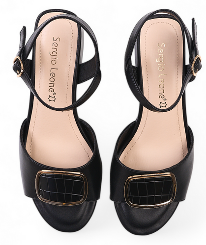 Sergio Leone DSK892CZPU women's sandals, black, sizes 36-40