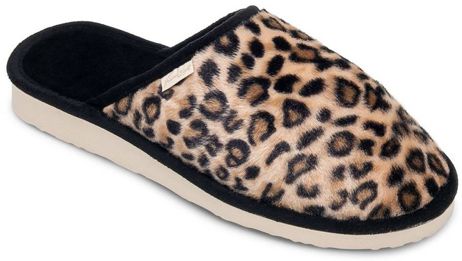 Pantofle damskie Meteor DV070 PANTERKA czarne i beżowe rozm.36-40