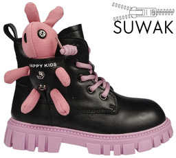 Buty zimowe dziecięce Apawwa BND740BLPU czarno-fioletowy rozm.26-31