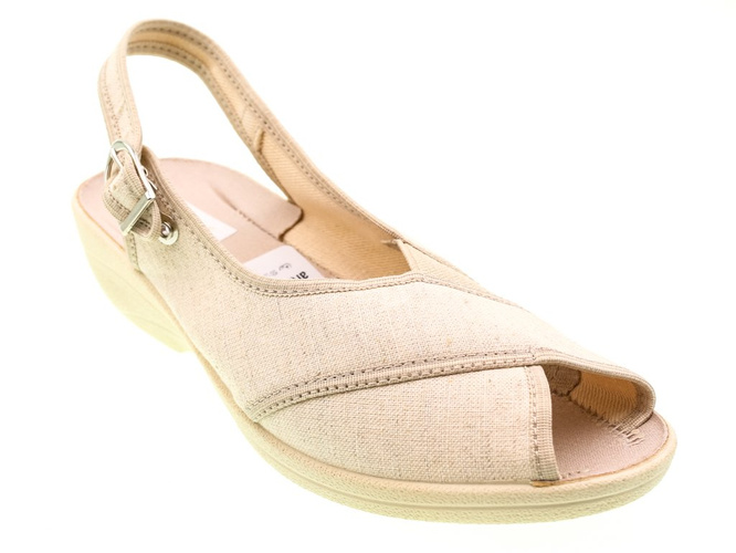 Pantofle tekstylne damskie Skarbek D406 beżowe rozm.36-41