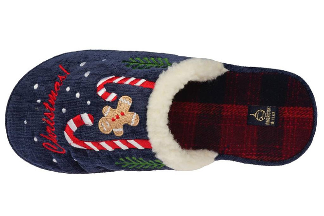 American Club DSL-12 women's textile slippers, red and navy blue, sizes 37-41