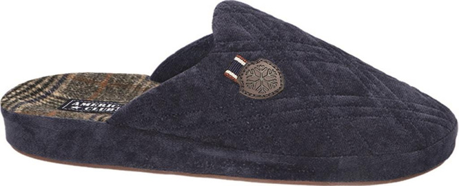 American Club MSL-15 men's textile slippers, brown and gray, sizes 41-45