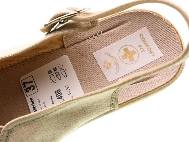 Pantofle tekstylne damskie Skarbek D406 beżowe rozm.36-41