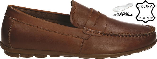 Mokasyny męskie American Club MCY-193 brązowe rozm.42-44