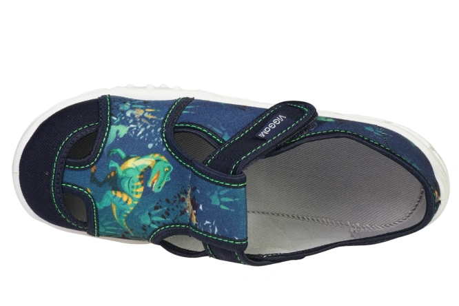 Children’s sneakers Viggami ADAŚ DINO navy, sizes 26–34.