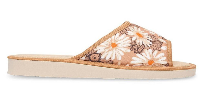 Pantofle damskie Meteor DV018 STOKROTKA  granatowe i beżowe rozm.36-40