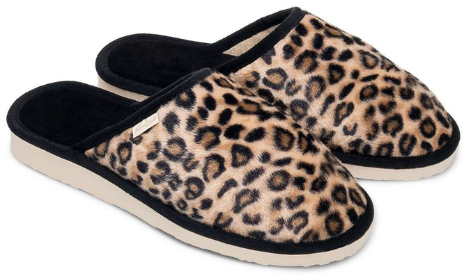 Pantofle damskie Meteor DV070 PANTERKA czarne i beżowe rozm.36-40