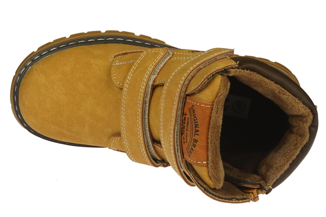 American Club CXD-99 children's winter shoes, navy blue and camel, sizes 33-37