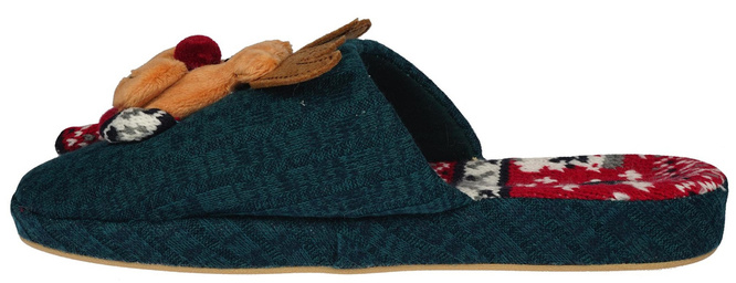 Pantofle tekstylne damskie American Club DSL-11 zielone i granatowe rozm.37-41