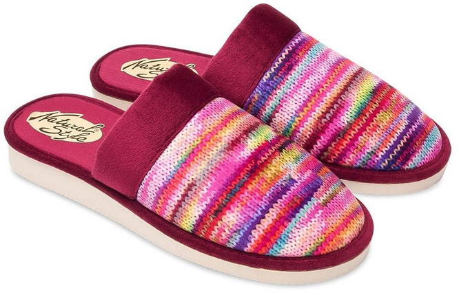 Pantofle damskie Meteor DV077 IWONA granatowe, beżowe i różowe rozm.36-40