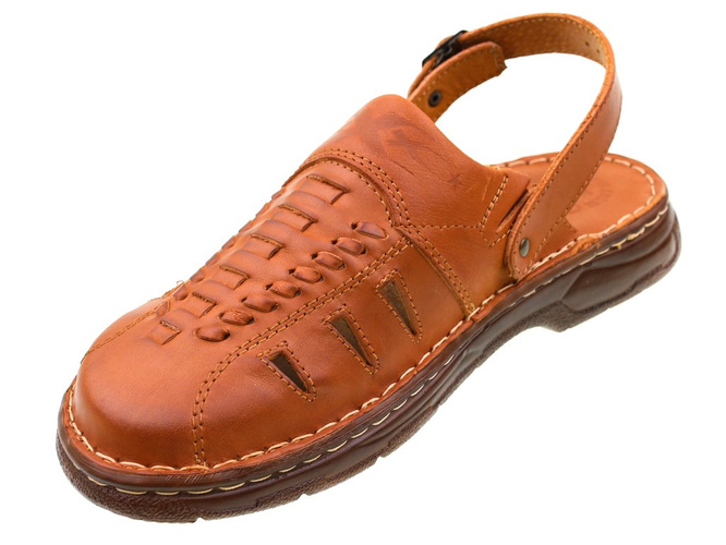 Men's sandals Łukpol M806-2KO cognac size 41-46