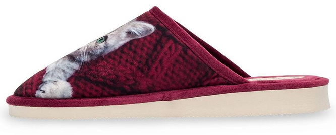 Pantofle damskie Meteor DV128 KOTEK granatowe i bordowe rozm.36-40