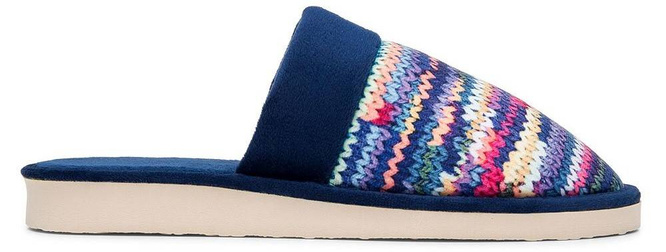 Pantofle damskie Meteor DV077 IWONA granatowe, beżowe i różowe rozm.36-40