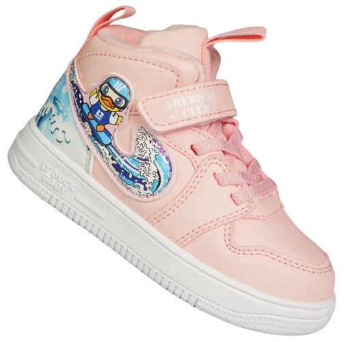 Transitional children's shoes American Club ABD-28 white and pink sizes 22-26