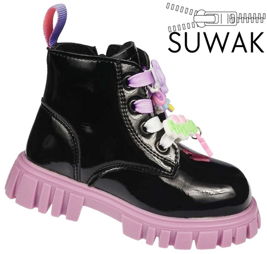 Apawwa BN753BLPU children's transition shoes black and purple size 26-31