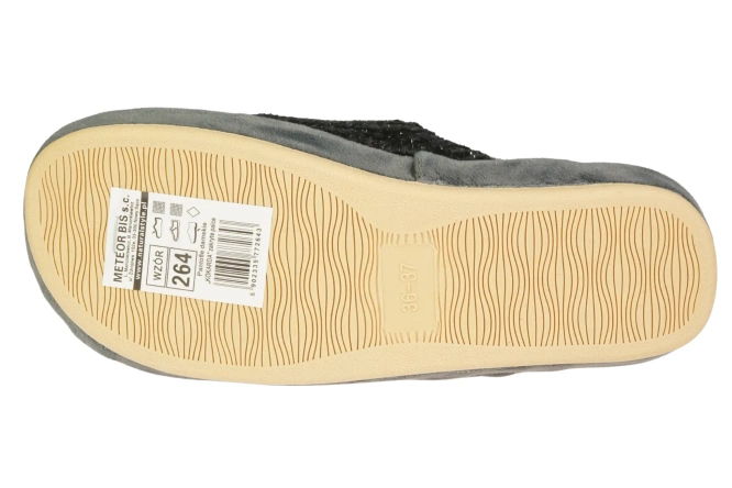 Pantofle damskie Meteor DV264 KOKARDA FUSBET czarne rozm.36-40