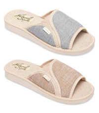 Pantofle damskie Meteor DV007 SYLWIA brązowe, szare i granatowe rozm.36-40