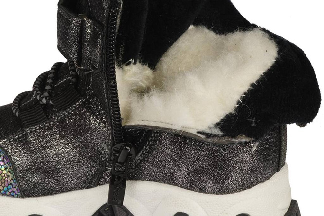 Children's winter shoes Clibee AH-260GUBL gray and black holographic sizes 22-27