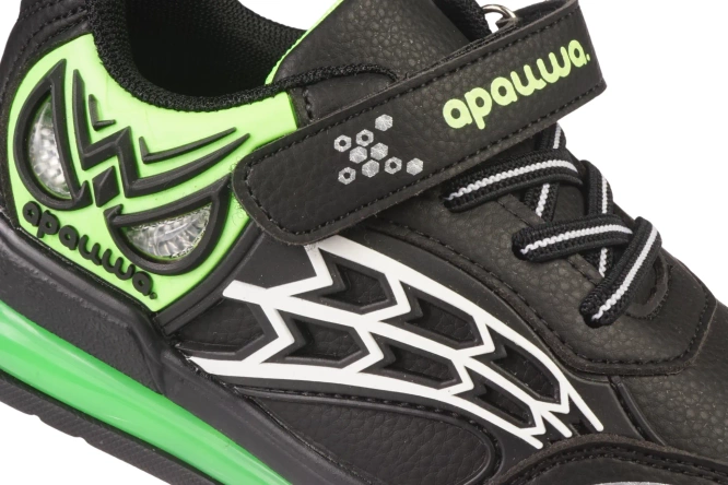 Buty sportowe dziecięce Apawwa BT6518PBLGR czarno-zielone LED rozm.26-31