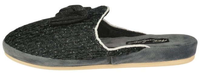 Pantofle damskie Meteor DV264 KOKARDA FUSBET czarne rozm.36-40