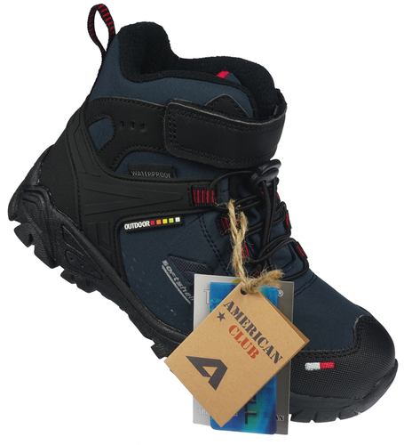 American Club CWT-65 children's winter shoes, black and navy blue, size 32-36