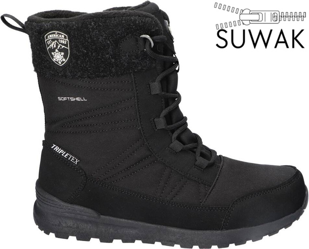 Buty zimowe damskie American Club DSN-42 czarne rozm.37-41