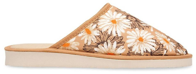 Pantofle damskie Meteor DV068 STOKROTKA  granatowe i beżowe rozm.36-40