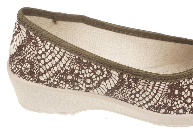 Women's trainers Skarpol 137 KWIATY LEN beige size 36-41