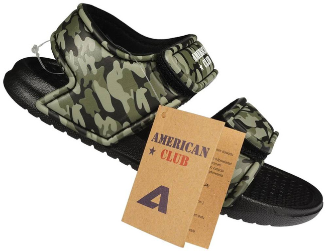 American Club BNH-70 children's pool slippers, green and gray, sizes 24-28