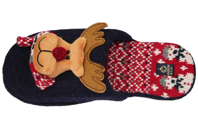 Pantofle tekstylne damskie American Club DSL-11 zielone i granatowe rozm.37-41