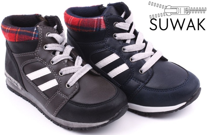 Transitional children's shoes American Club BG-C16017E navy blue and gray sizes 27-31