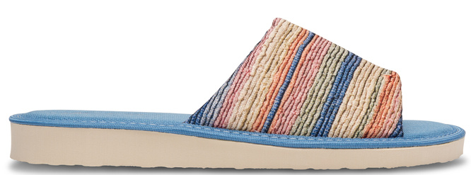 Pantofle damskie Meteor DV034 DOROTA niebieskie i beżowe rozm.36-40