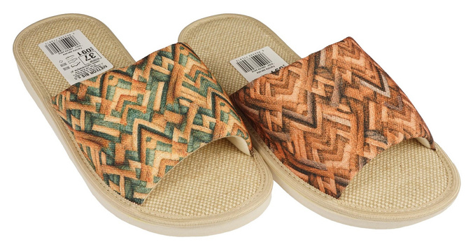 Pantofle damskie Meteor DV091 NINA zielone i brązowe rozm.36-40