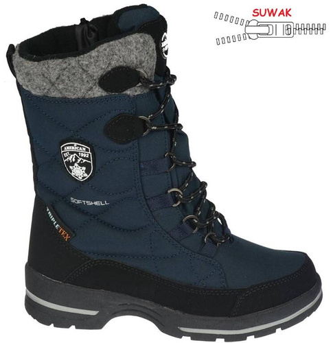 American Club CSN-14 children's winter shoes, size 32-36, navy blue and black