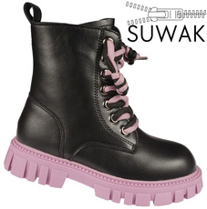 Children's transition shoes Apawwa CND744BLPU black and purple size 32-37