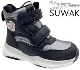 Children's winter shoes Clibee BH-278BLGU black and silver size 26-31