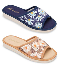 Women's slippers Meteor DV018 DAISY navy blue and beige size 36-41