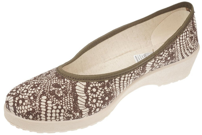 Women's trainers Skarpol 137 KWIATY LEN beige size 36-41