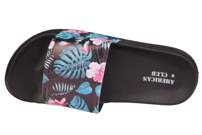 Klapki basenowe młodzieżowe American Club DNH-125 czarno-niebieskie rozm.37-41