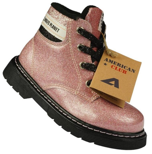 American Club BES-139 children's winter shoes, pink and black, sizes 25-29