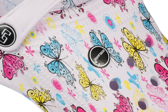 Women's pool slippers DH007-4 yellow, blue and red size 37-41