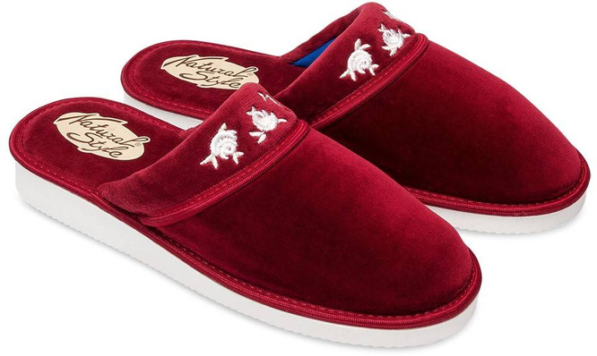 Pantofle damskie Meteor RV059 HALINA granatowe i bordowe rozm.36-40