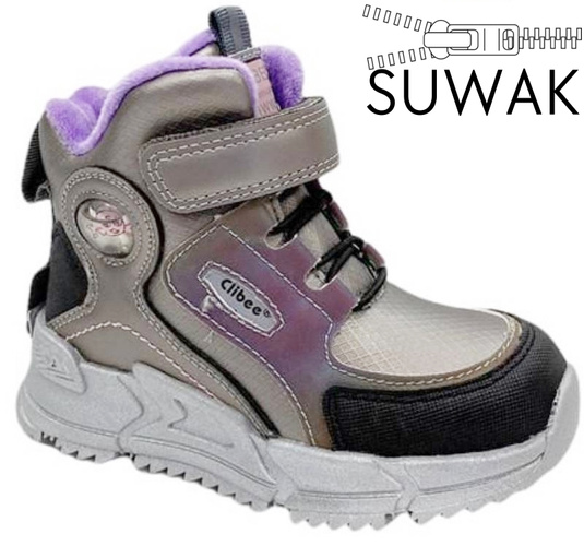 Children's winter shoes Clibee AH287BLPU black and purple size 21-26
